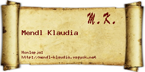 Mendl Klaudia névjegykártya
